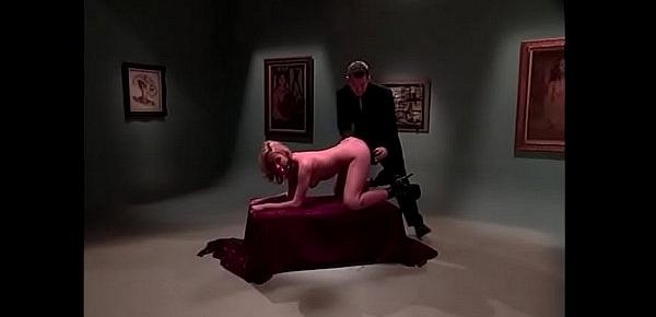  Young man was made brain reel during his visit to Gallery of modern art where he was able contemplate with his own eyes composion of gagged Sophie Evans stiffed with dildo in her pussy